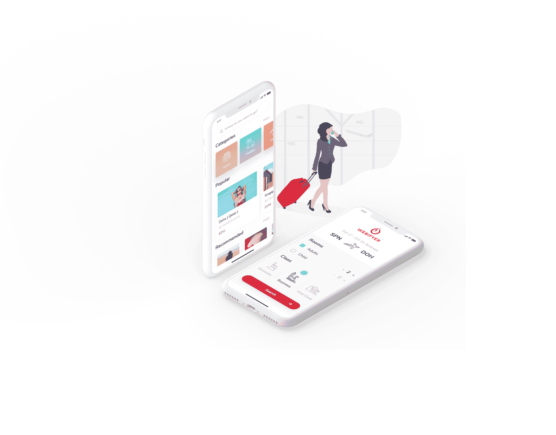 Web and mobile product screens created by Webifyer