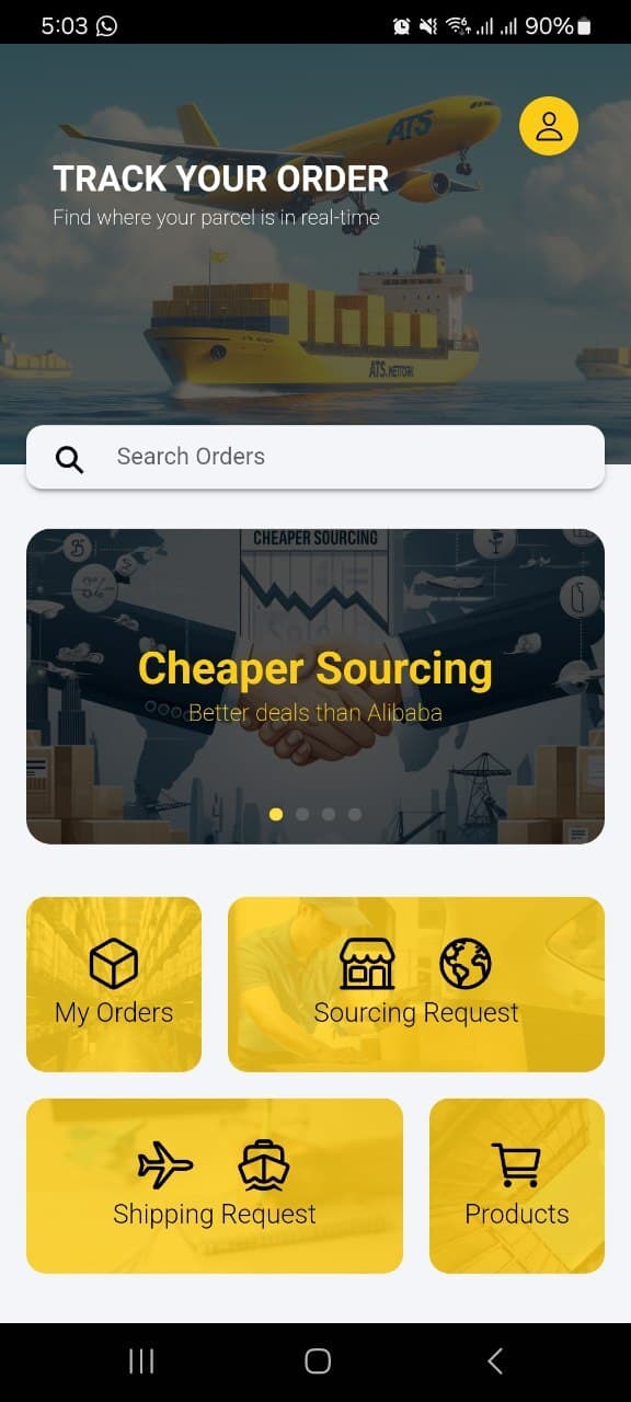 ATS Network mobile app home screen