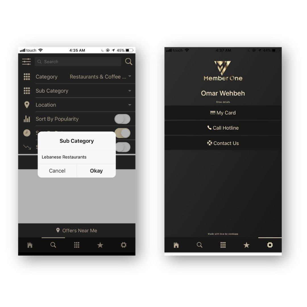 Member One offer-screen mockup